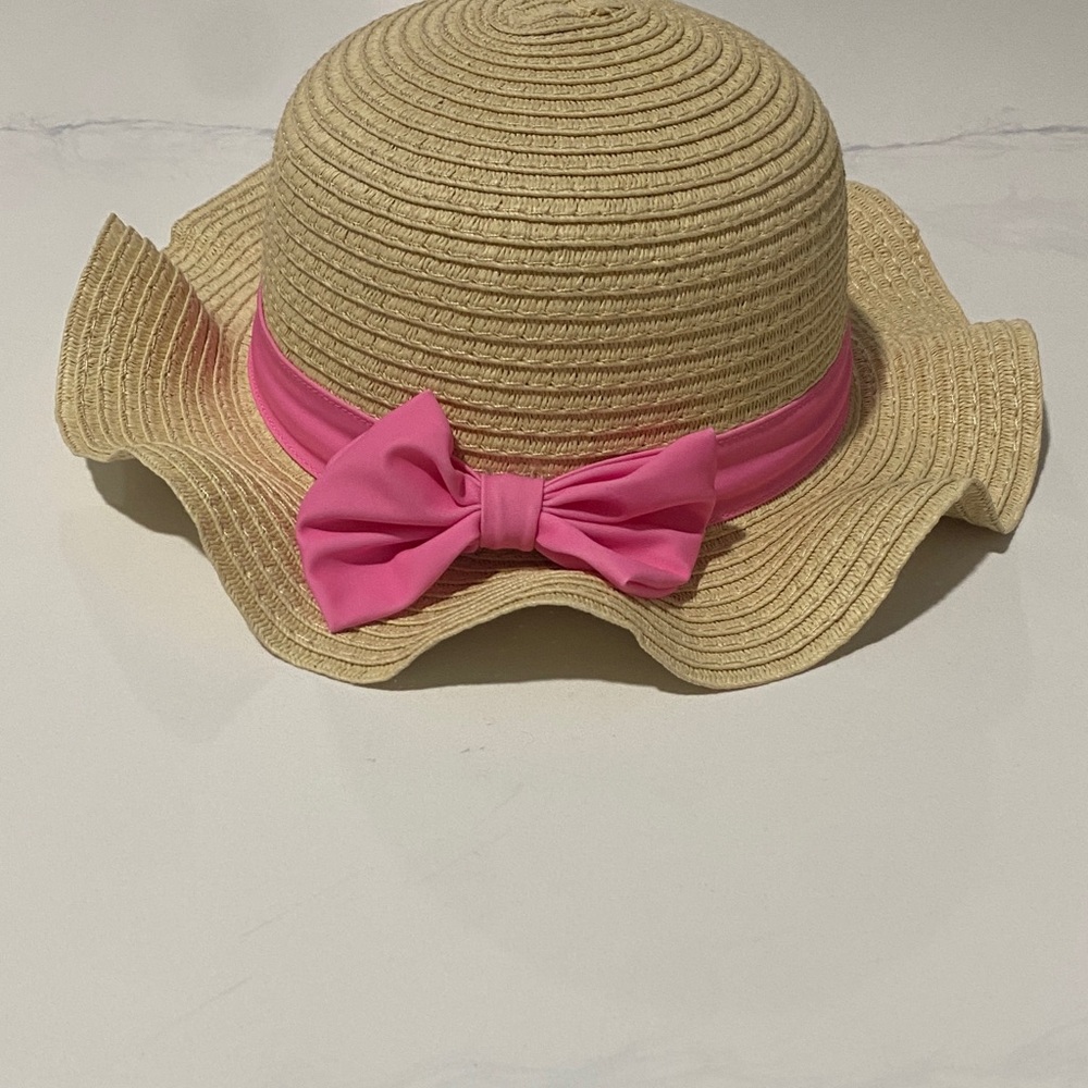 Straw Sun Hat with Pink Bow